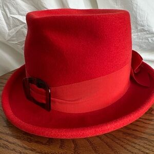 Vintage Red Fedora Hat